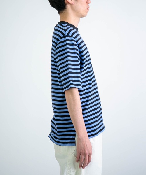 RINEN（リネン）の「[RINEN ] オーガニック天竺ボーダー 半袖クルーネック（Tシャツ/カットソー・メンズ・ホワイト系その他/ブルー系その他・3/2）」の11枚目の写真