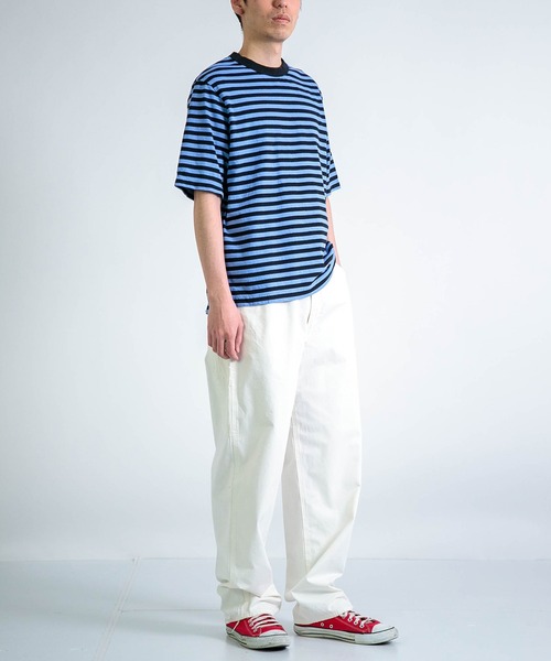 RINEN（リネン）の「[RINEN ] オーガニック天竺ボーダー 半袖クルーネック（Tシャツ/カットソー・メンズ・ホワイト系その他/ブルー系その他・3/2）」の5枚目の写真