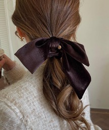 ベロア リボン」に該当するヘアアクセサリー（ブラウン/茶色系