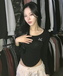 【日本未発売/WEB限定】MUCENT(ムセント)/Uネック 裾ラウンド クロップド スリム カットソー/Asti Slim Unek Gulim Tee