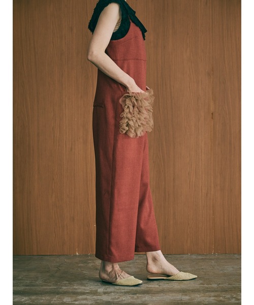 DOLLUPOOPS（ドールアップウップス）の「【定番オケージョンアイテム】ポケットチュールフリルモチーフ オールインワン（サロペット/オーバーオール・レディース・レンガ/チャコールグレー/ブラック・38）」の16枚目の写真