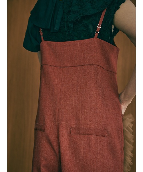 DOLLUPOOPS（ドールアップウップス）の「【定番オケージョンアイテム】ポケットチュールフリルモチーフ オールインワン（サロペット/オーバーオール・レディース・レンガ/チャコールグレー/ブラック・38）」の17枚目の写真