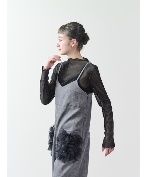 DOLLUPOOPS（ドールアップウップス）の「【定番オケージョンアイテム】ポケットチュールフリルモチーフ オールインワン（サロペット/オーバーオール・レディース・レンガ/チャコールグレー/ブラック・38）」の18枚目の写真