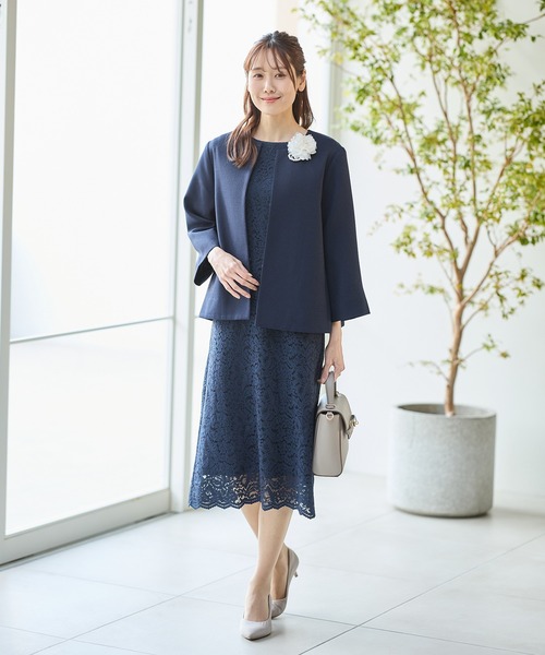 Honeys(ハニーズ)の「セレモニー対応9分袖Aラインノーカラージャケット(ノーカラージャケット・レディース・ブラック/ネイビー/ベージュ系その他・L/LL/M/S/3L)」の8枚目の写真