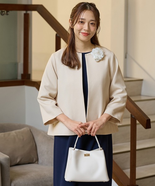 Honeys(ハニーズ)の「セレモニー対応9分袖Aラインノーカラージャケット(ノーカラージャケット・レディース・ブラック/ネイビー/ベージュ系その他・L/LL/M/S/3L)」の14枚目の写真