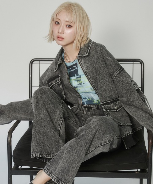 ENVYM(アンビー)の「プリントシアートップス(Tシャツ/カットソー・レディース・ブラック/ブルー・FREE)」の20枚目の写真