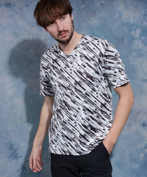 2色 VネックTシャツ リラックス ラフ ルーズ プリントTシャツ ユニクロ公式 | リラックスフィットVネックTシャツ（半袖）