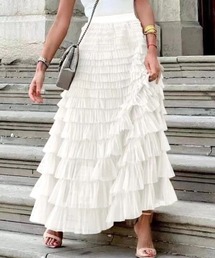 ampm（エーエムピーエム）の「フリルチュールロングスカート（スカート）」