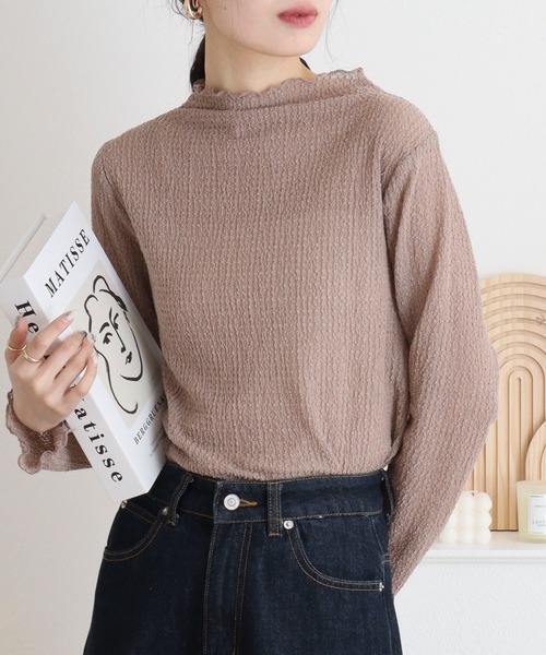 mitis(ミティス)の「mitis バブルシャーリング ボトルネックネックロンT(Tシャツ/カットソー・レディース・ブラック/ラベンダー/グレイッシュベージュ/アイボリー/ライトグリーン・M)」の11枚目の写真