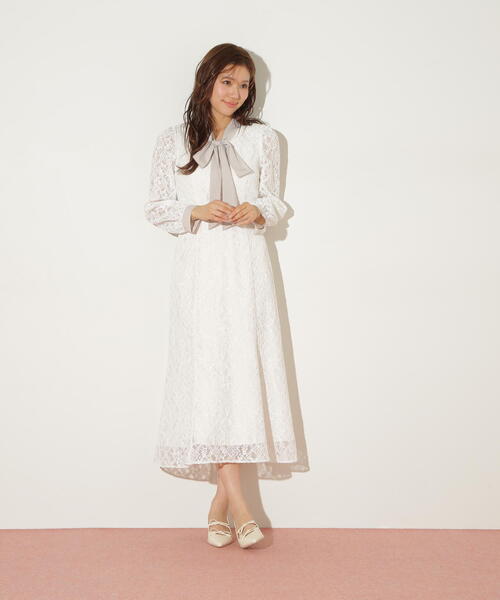 セール】◇ボウタイレースワンピース（ワンピース）｜JILL by JILL