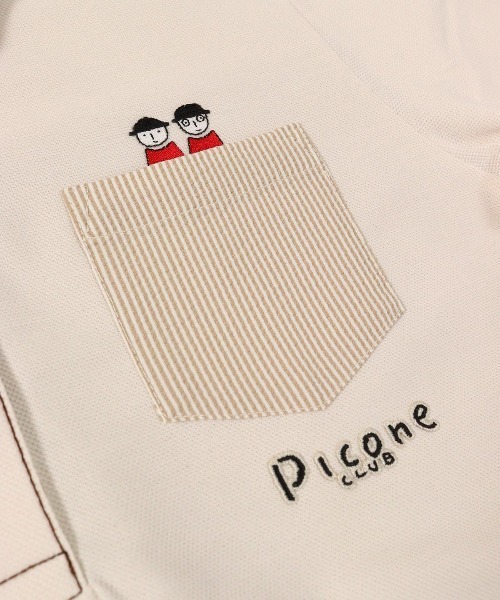 Picone CLUB（ピッコーネクラブ）の「サッカーストライプ切替UV冷感ポロシャツ（ポロシャツ・レディース・ピンク/ホワイト/ベージュ/ネイビー・S/M/L）」の10枚目の写真