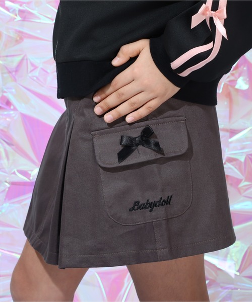 BABYDOLL(ベビードール)の「リボンカーゴ スカート 0204K(スカート・キッズ・チャコールグレー/ベビーピンク・110cm/100cm/120cm/140cm/90cm/130cm)」の5枚目の写真