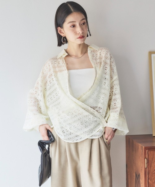 Doux archives（ドゥアルシーヴ）の「レースカシュクールシャツ（シャツ/ブラウス・レディース・アイボリー/ブラック・38）」の22枚目の写真
