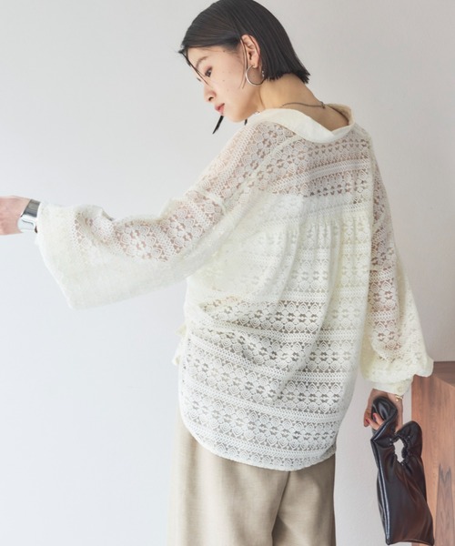 Doux archives（ドゥアルシーヴ）の「レースカシュクールシャツ（シャツ/ブラウス・レディース・アイボリー/ブラック・38）」の21枚目の写真
