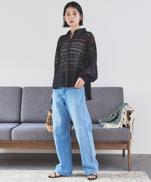 Doux archives（ドゥアルシーヴ）の「レースカシュクールシャツ（シャツ/ブラウス・レディース・アイボリー/ブラック・38）」の16枚目の写真