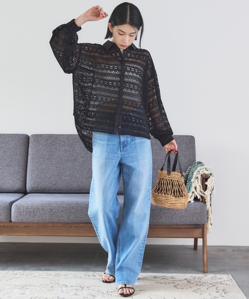 Doux archives（ドゥアルシーヴ）の「レースカシュクールシャツ（シャツ/ブラウス・レディース・アイボリー/ブラック・38）」の15枚目の写真