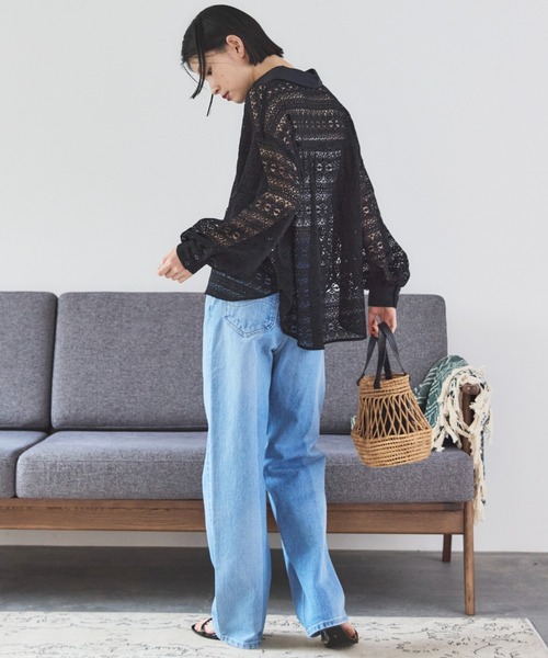 Doux archives（ドゥアルシーヴ）の「レースカシュクールシャツ（シャツ/ブラウス・レディース・アイボリー/ブラック・38）」の12枚目の写真