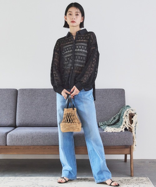 Doux archives（ドゥアルシーヴ）の「レースカシュクールシャツ（シャツ/ブラウス・レディース・アイボリー/ブラック・38）」の10枚目の写真