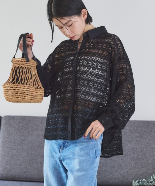 Doux archives（ドゥアルシーヴ）の「レースカシュクールシャツ（シャツ/ブラウス・レディース・アイボリー/ブラック・38）」の6枚目の写真