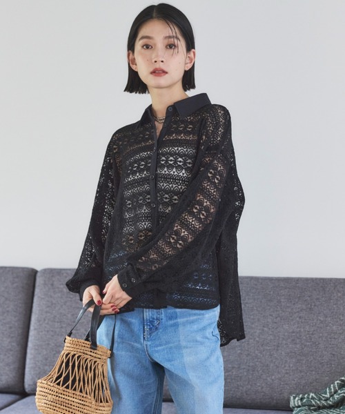 Doux archives（ドゥアルシーヴ）の「レースカシュクールシャツ（シャツ/ブラウス・レディース・アイボリー/ブラック・38）」の7枚目の写真