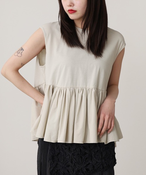 ADAWAS/アダワス HIGH-TWIST COTTON JERSEY GATHERED TEE ギャザーT ADAWAS/アダワス HIGH-TWIST COTTON JERSEY GATHERED TEE ギャザーT