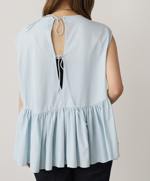 ADAWAS(アダワズ)の「ADAWAS/アダワス HIGH-TWIST COTTON JERSEY GATHERED TEE ギャザーTシャツ 夏物 夏服(Tシャツ/カットソー・レディース・ブラック/ホワイト/ベージュ/アクア・ONE SIZE)」の4枚目の写真