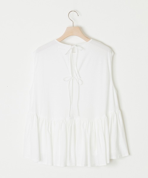 ADAWAS(アダワズ)の「ADAWAS/アダワス HIGH-TWIST COTTON JERSEY GATHERED TEE ギャザーTシャツ 夏物 夏服(Tシャツ/カットソー・レディース・ブラック/ホワイト/ベージュ/アクア・ONE SIZE)」の5枚目の写真