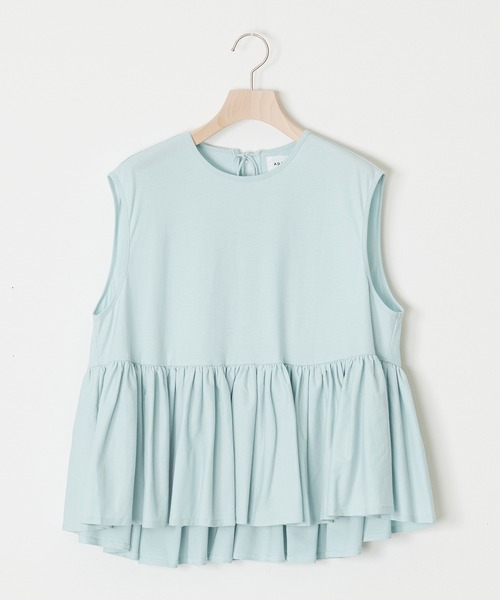 ADAWAS(アダワズ)の「ADAWAS/アダワス HIGH-TWIST COTTON JERSEY GATHERED TEE ギャザーTシャツ 夏物 夏服(Tシャツ/カットソー・レディース・ブラック/ホワイト/ベージュ/アクア・ONE SIZE)」の17枚目の写真