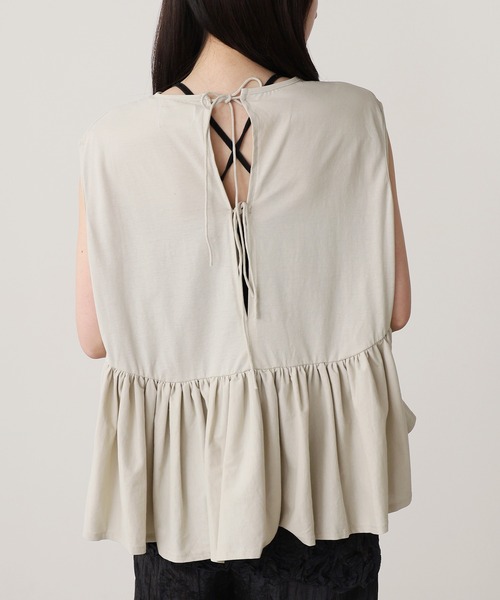 ADAWAS(アダワズ)の「ADAWAS/アダワス HIGH-TWIST COTTON JERSEY GATHERED TEE ギャザーTシャツ 夏物 夏服(Tシャツ/カットソー・レディース・ブラック/ホワイト/ベージュ/アクア・ONE SIZE)」の13枚目の写真