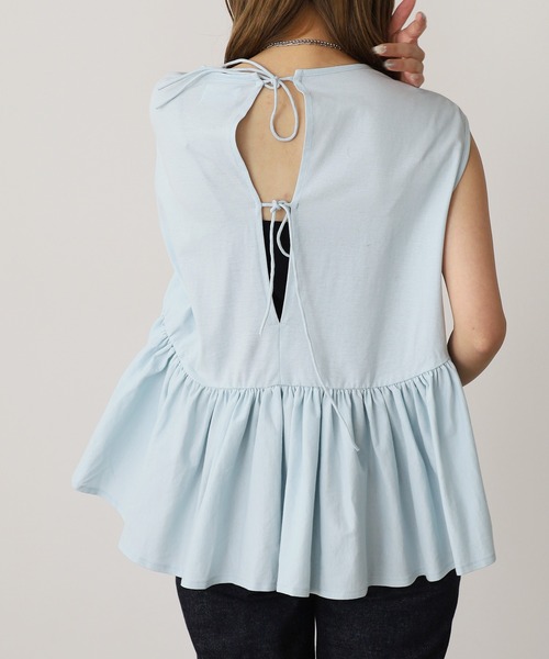 ADAWAS(アダワズ)の「ADAWAS/アダワス HIGH-TWIST COTTON JERSEY GATHERED TEE ギャザーTシャツ 夏物 夏服(Tシャツ/カットソー・レディース・ブラック/ホワイト/ベージュ/アクア・ONE SIZE)」の19枚目の写真