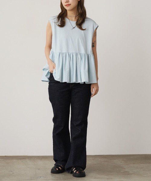 ADAWAS(アダワズ)の「ADAWAS/アダワス HIGH-TWIST COTTON JERSEY GATHERED TEE ギャザーTシャツ 夏物 夏服(Tシャツ/カットソー・レディース・ブラック/ホワイト/ベージュ/アクア・ONE SIZE)」の22枚目の写真