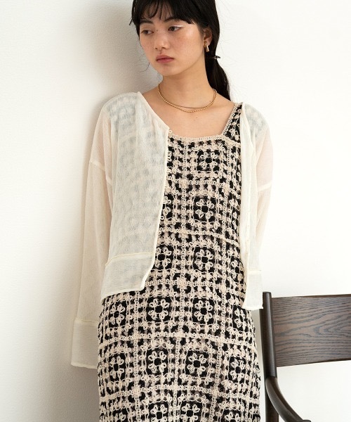 Bab(バブ)の「【XS~M 低身長向けサイズあり】クロシェロングワンピース(ワンピース・レディース・モカ/ベージュ系その他/ベージュ×ブラック/チャコールグレー/イエロー/ホワイト系その他/ブラック・MEDIUM/SMALL/X-SMALL)」の22枚目の写真