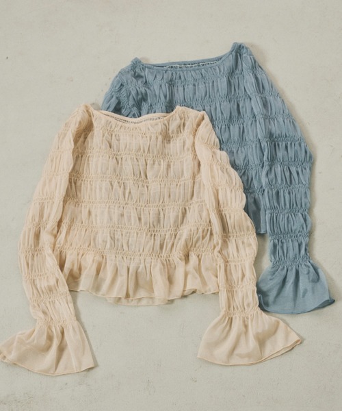 Unitage(ユニテージ)の「シアーシャーリングTOPS(Tシャツ/カットソー・レディース・アイボリー/ブルー・FREE)」の20枚目の写真
