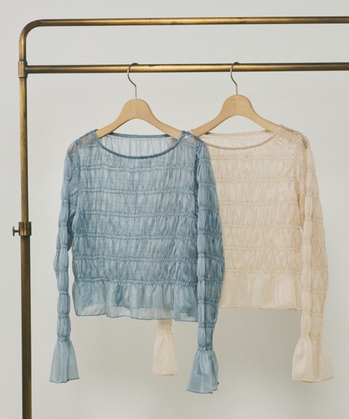 Unitage(ユニテージ)の「シアーシャーリングTOPS(Tシャツ/カットソー・レディース・アイボリー/ブルー・FREE)」の18枚目の写真