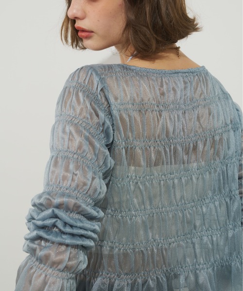 Unitage(ユニテージ)の「シアーシャーリングTOPS(Tシャツ/カットソー・レディース・アイボリー/ブルー・FREE)」の6枚目の写真