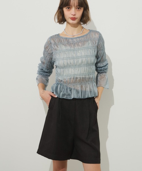 Unitage(ユニテージ)の「シアーシャーリングTOPS(Tシャツ/カットソー・レディース・アイボリー/ブルー・FREE)」の8枚目の写真
