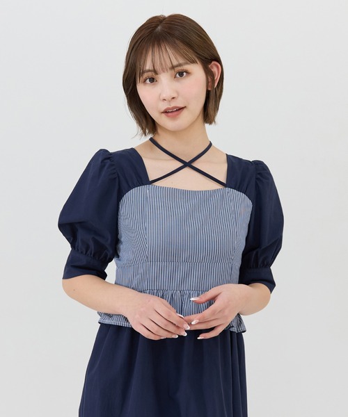 REDYAZEL(レディアゼル)の「ストライプビスチェドッキングワンピース(ワンピース・レディース・ネイビー/ブルー/オフホワイト・SMALL/MEDIUM)」の14枚目の写真