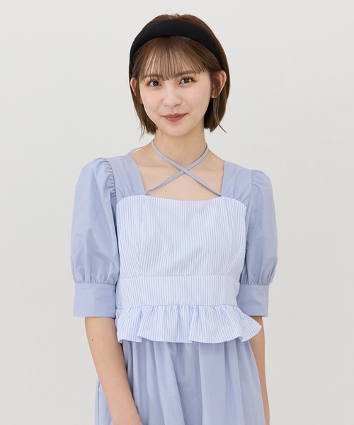 REDYAZEL(レディアゼル)の「ストライプビスチェドッキングワンピース(ワンピース・レディース・ネイビー/ブルー/オフホワイト・SMALL/MEDIUM)」の20枚目の写真