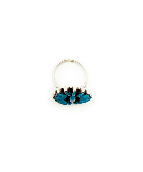 Indian Jewelry(インディアンジュエリー)の「THEATER シアター オーバルフラワーモチーフターコイズシルバーリング Made in USA(リング・レディース・シルバー・#16/#15/#13/#11)」の5枚目の写真