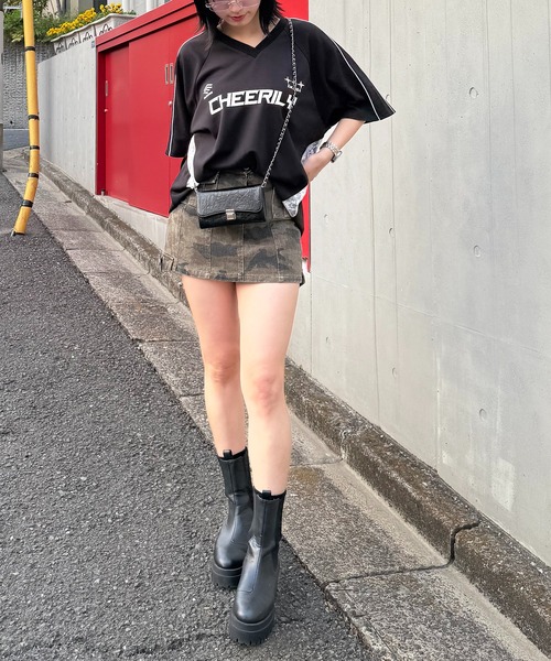 SPIRALGIRL（スパイラルガール）の「レースドッキングゲーミングTシャツ（Tシャツ/カットソー・レディース・ピンク/ボルドー/ブラック・FREE）」の5枚目の写真