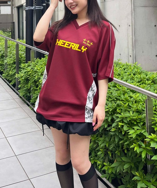 SPIRALGIRL（スパイラルガール）の「レースドッキングゲーミングTシャツ（Tシャツ/カットソー・レディース・ピンク/ボルドー/ブラック・FREE）」の9枚目の写真