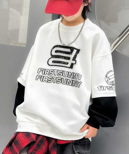 aimoha（アイモハ）の「【aimoha-KIDS-】カラーブロックデザインキッズスウェット（スウェット・キッズ・ホワイト/レッド/ブラック/イエロー・150/140/130/120/160）」の2枚目の写真