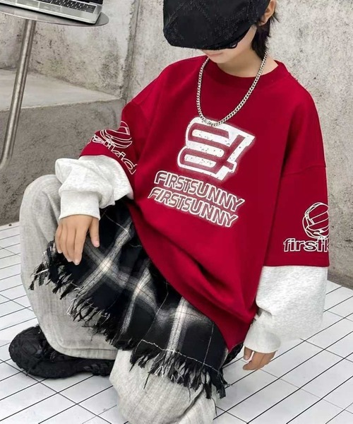 aimoha（アイモハ）の「【aimoha-KIDS-】カラーブロックデザインキッズスウェット（スウェット・キッズ・ホワイト/レッド/ブラック/イエロー・150/140/130/120/160）」の5枚目の写真