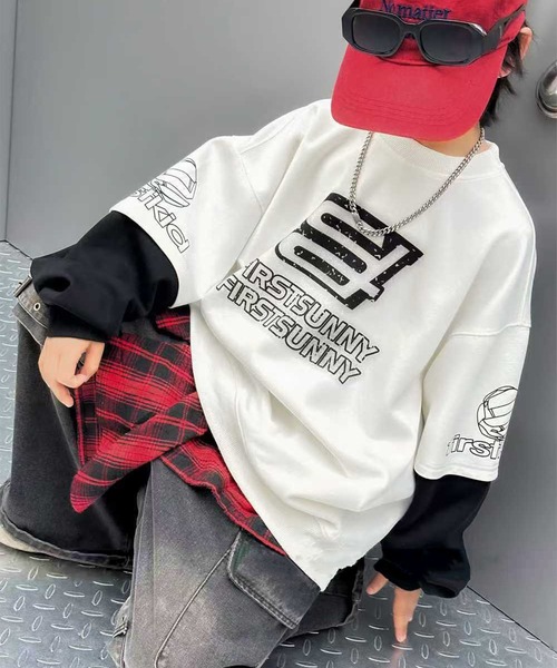 aimoha（アイモハ）の「【aimoha-KIDS-】カラーブロックデザインキッズスウェット（スウェット・キッズ・ホワイト/レッド/ブラック/イエロー・150/140/130/120/160）」の9枚目の写真