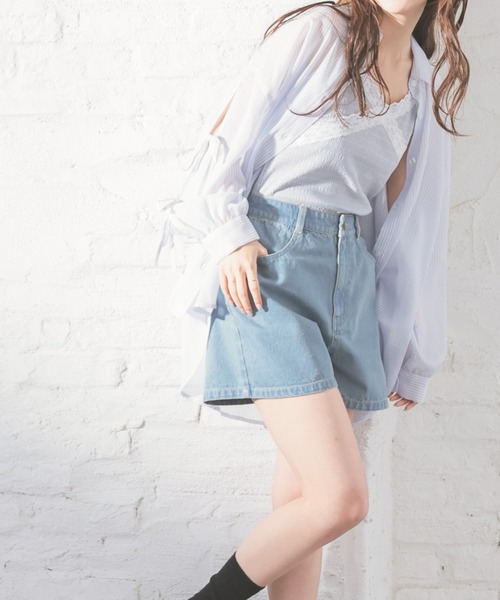 Honeys（ハニーズ）の「デニムショートパンツ（デニムパンツ・レディース・ブルー系その他2/ブルー系その他3/グレー/ブルー系その他・L/LL/M/S/SS）」の12枚目の写真