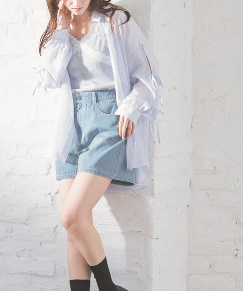 Honeys（ハニーズ）の「デニムショートパンツ（デニムパンツ・レディース・ブルー系その他2/ブルー系その他3/グレー/ブルー系その他・L/LL/M/S/SS）」の13枚目の写真