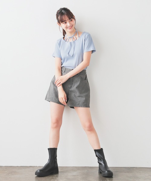 Honeys（ハニーズ）の「デニムショートパンツ（デニムパンツ・レディース・ブルー系その他2/ブルー系その他3/グレー/ブルー系その他・L/LL/M/S/SS）」の15枚目の写真