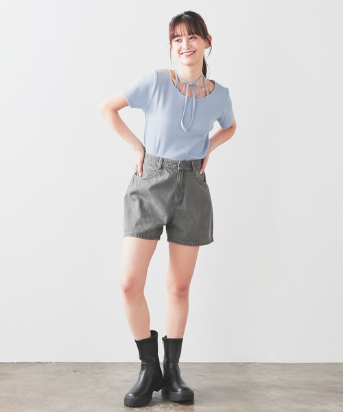 Honeys（ハニーズ）の「デニムショートパンツ（デニムパンツ・レディース・ブルー系その他2/ブルー系その他3/グレー/ブルー系その他・L/LL/M/S/SS）」の16枚目の写真