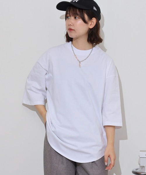 FUNALIVE(ファンアライブ)の「オーバーサイズヘビーウエイト無地裾ラウンドTシャツ(Tシャツ/カットソー・メンズ・ブラック/ネイビー/スミクロ/ホワイト・M/L/LL)」の20枚目の写真