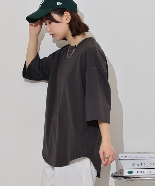 FUNALIVE(ファンアライブ)の「オーバーサイズヘビーウエイト無地裾ラウンドTシャツ(Tシャツ/カットソー・メンズ・ブラック/ネイビー/スミクロ/ホワイト・M/L/LL)」の14枚目の写真